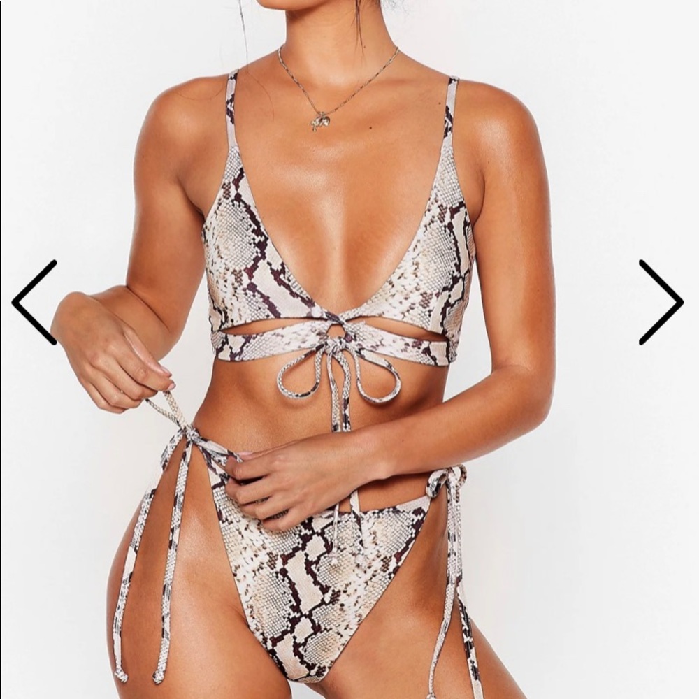 High-Leg Snake Print Bikini